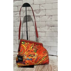 BC Handbags Abstract Print Clutch Frame Bag Red‎ Gold